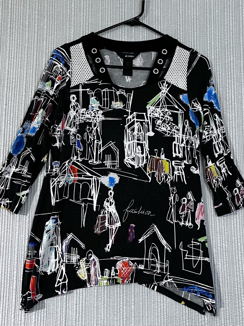 Ali Miles City Scene Artsy Abstract Top Womens  Sz XS Relaxed Tunic *